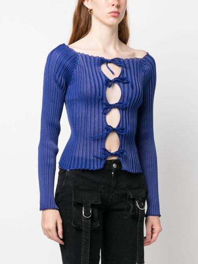 Shop A. Roege Hove Emma Ribbed-knit Cardigan In Blue