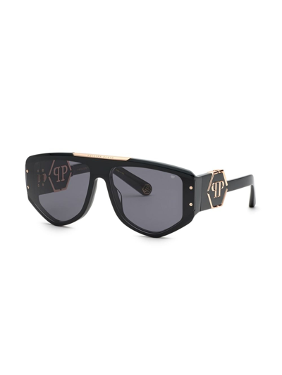 Philipp Plein Rectangular Logo-plaque Sunglasses In Black