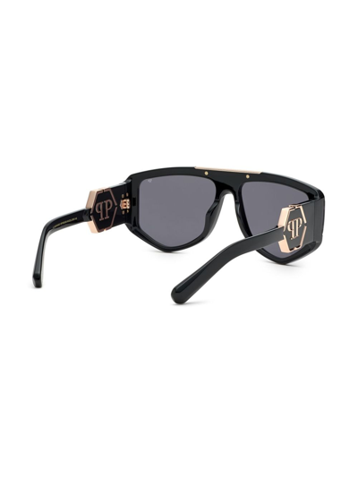 Philipp Plein Rectangular Logo-plaque Sunglasses In Black