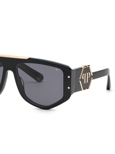 Philipp Plein Rectangular Logo-plaque Sunglasses In Black