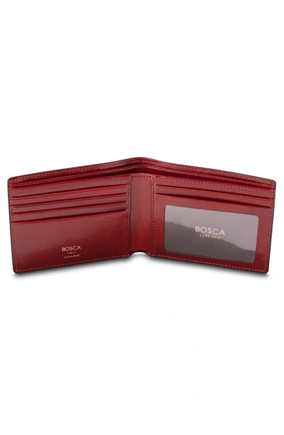 Shop Bosca Roma Cobbled Leather Bifold Wallet In Bordeaux