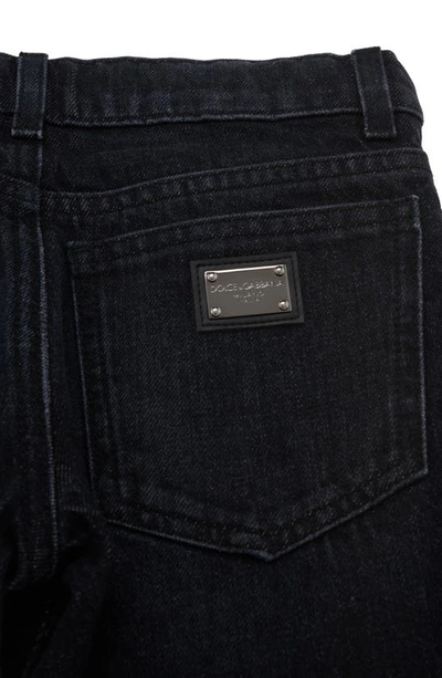 Shop Dolce & Gabbana Dolce&gabbana Kids' Metal Logo Slim Straight Leg Jeans In Dark Grey
