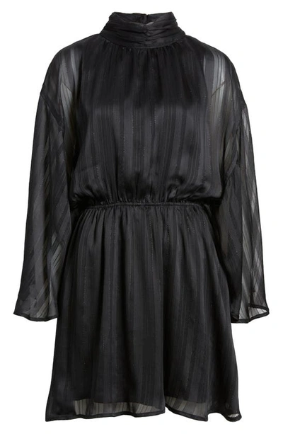 Shop Btfl-life Metallic Long Sleeve Minidress In Black
