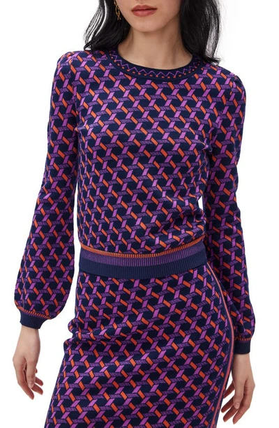 Shop Diane Von Furstenberg Iggy Sweater In Wave Geo Purple