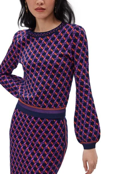 Shop Diane Von Furstenberg Iggy Sweater In Wave Geo Purple