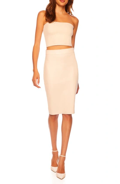 Shop Susana Monaco Faux Leather Pencil Skirt In Blanched Almond