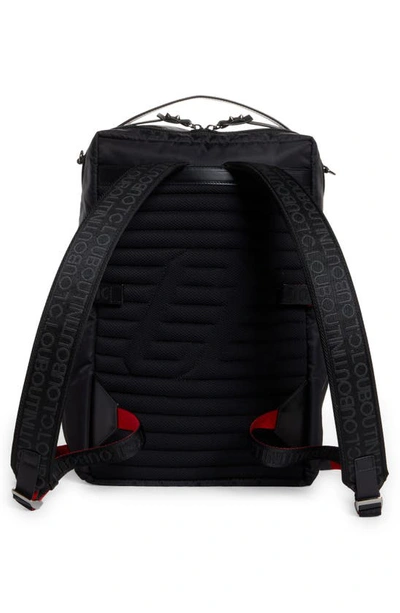 Shop Christian Louboutin Small Loubideal Canvas & Rubber Backpack In Loubi/ Black/ Black