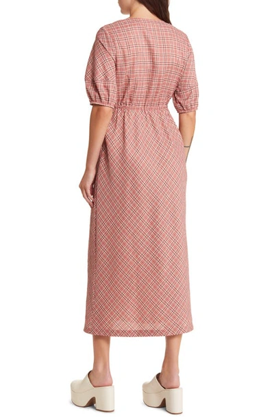 Shop Treasure & Bond Plaid Wrap Dress In Pink Tailor Plaid