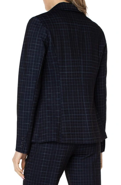 Liverpool Los Angeles Shadow Plaid Fitted Knit Blazer In D Nv Windowpane