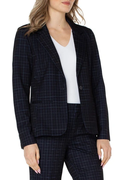 Liverpool Los Angeles Shadow Plaid Fitted Knit Blazer In D Nv Windowpane