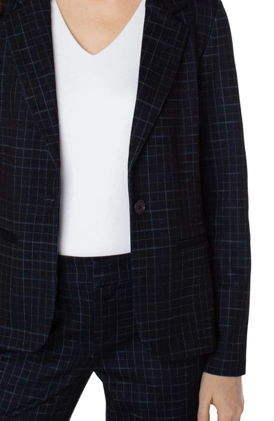Liverpool Los Angeles Shadow Plaid Fitted Knit Blazer In D Nv Windowpane