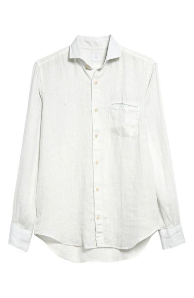 Shop Eleventy Linen Button-up Shirt In Grey
