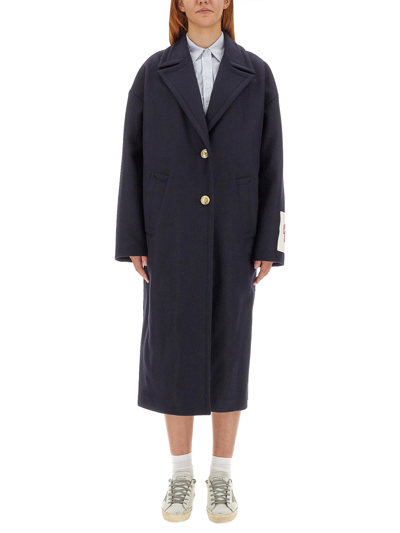 Shop Golden Goose Cocoon Single-breasted Coat In Blue