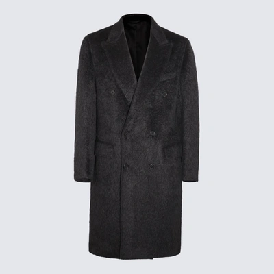 Shop Brioni Dark Grey Alpaca Coat