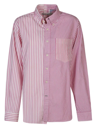 Shop E.l.v Denim E.l.v. Denim Contrast Striped Cotton Shirt In Pink