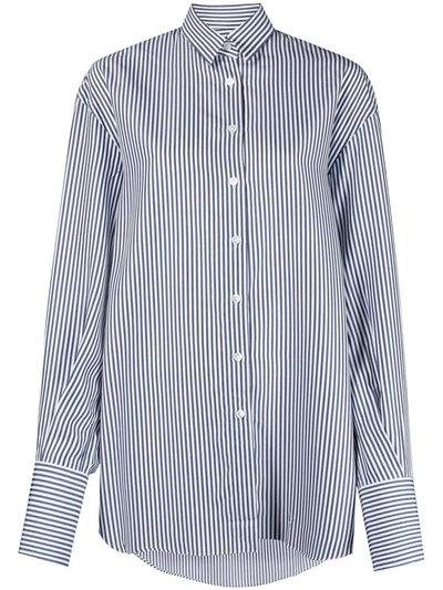 Shop Finamore Striped Shirt In Blue