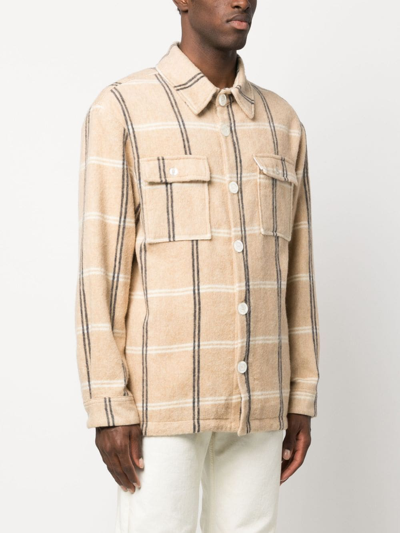 Shop Family First Button-up Checked Shirt In Neutrals