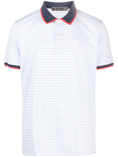 Shop G/fore Logo-embroidered Striped Polo Shirt In Blue