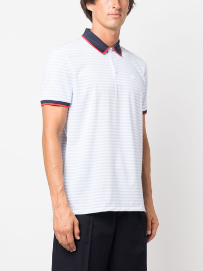 Shop G/fore Logo-embroidered Striped Polo Shirt In Blue