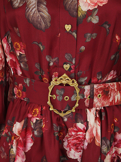 Shop Zimmermann Luminosity Shirt Dress In Bufl Burgundy Floral Print