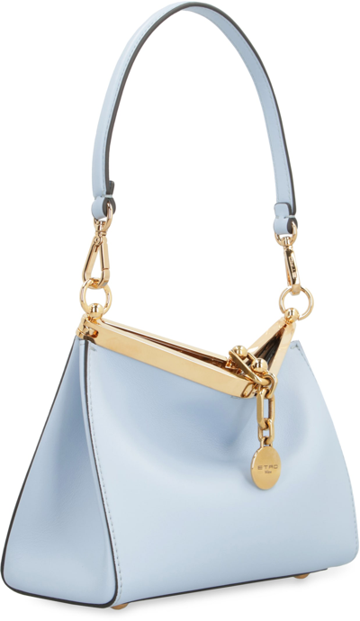 Shop Etro Vela Mini Leather Shoulder Bag In Light Blue