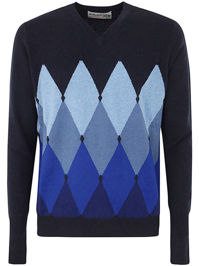 Shop Ballantyne V Neck Pullover With Diamonds In Blue