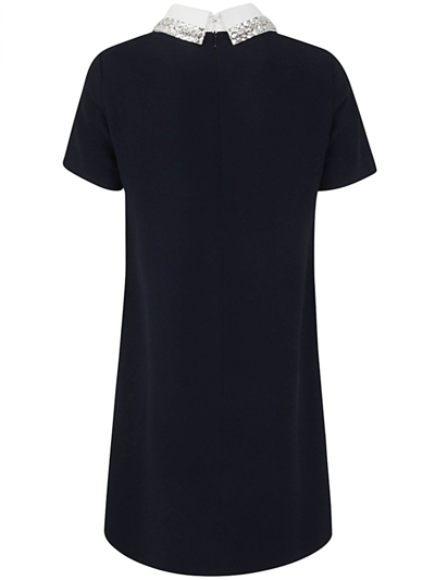 Shop N°21 Shirt Neck Mini Dress In Dark Blue