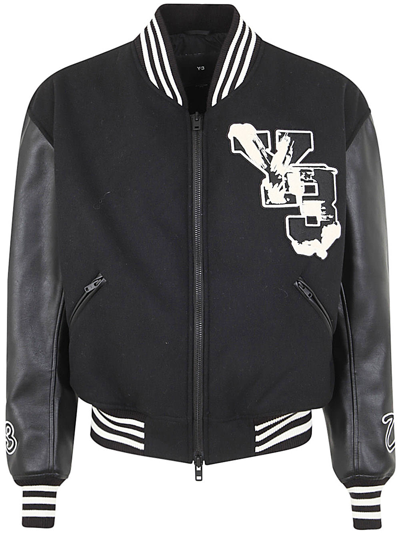 Shop Y-3 Letterman Jacket In Black Black