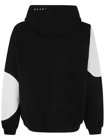 Shop Marni Sweatshirt With Hood And Pois Printing In Black
