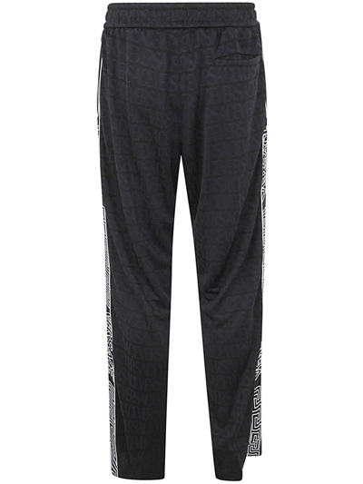 Shop Versace Sweatpant Ecofriendly Techno Jacquard Fabric With Logo Stainless Bands In Black