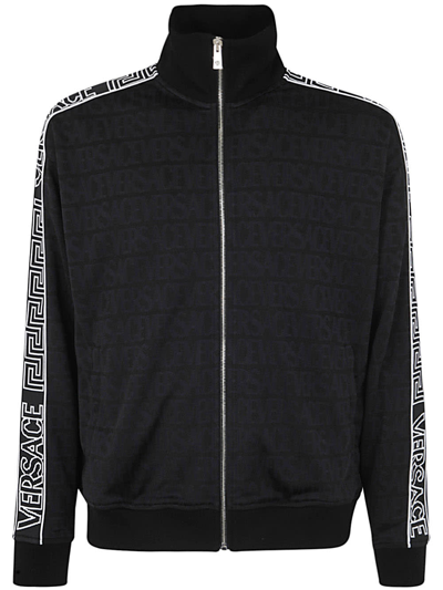 Shop Versace Sweatshirt Ecofriendly Techno Jacquard Fabric With Logo Stainless Bands In Black