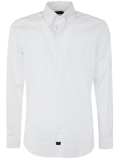 Shop Fay New Button Down Stretch Popeline Shirt In White