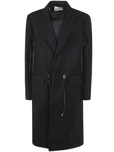 Shop Sacai Wool Melton Coat In Black