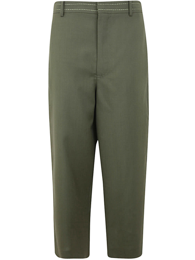 Shop Marni Drop Crotch And Loose Fit Trousers In Forest Green