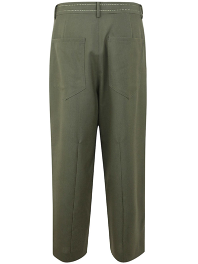 Shop Marni Drop Crotch And Loose Fit Trousers In Forest Green