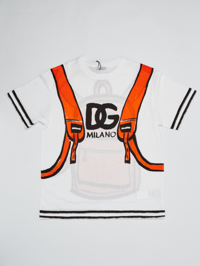 Shop Dolce & Gabbana T-shirt T-shirt In Bianco-arancio