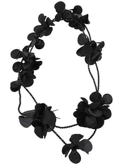 Shop Maria Calderara Necklace In Nj Black Flowers Jet Black