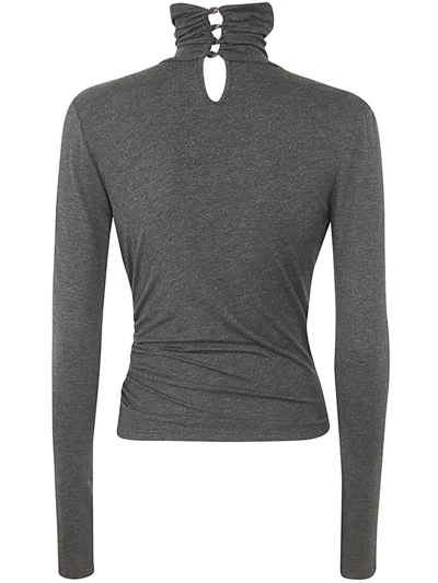 Shop Blumarine 4c031a Deep Neck Jersey Sweater In Dark Grey