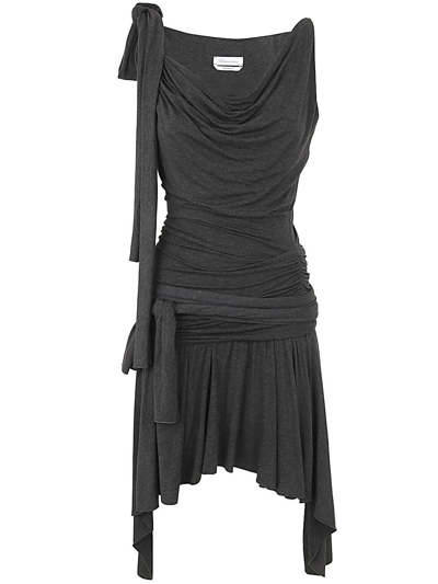 Shop Blumarine 4a047a Sleeveless Jersey Mini Dress In Dark Grey