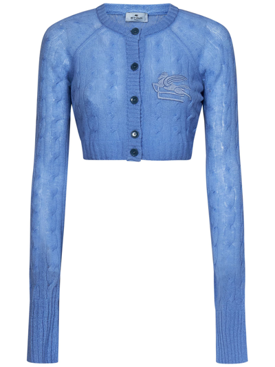Shop Etro Cardigan In Light Blue