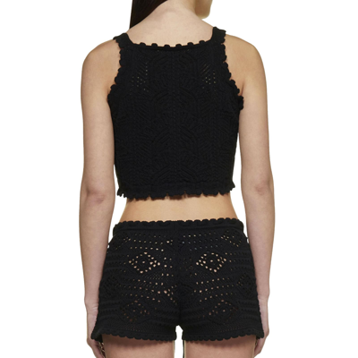 Shop Saint Laurent Crochet Knit Top In Black