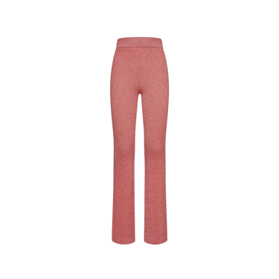 Shop Gcds Viscose And Lurex Pants In Pink