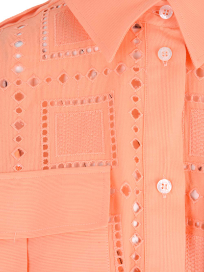 Shop Msgm Broderie Anglaise Cropped Shirt In Orange