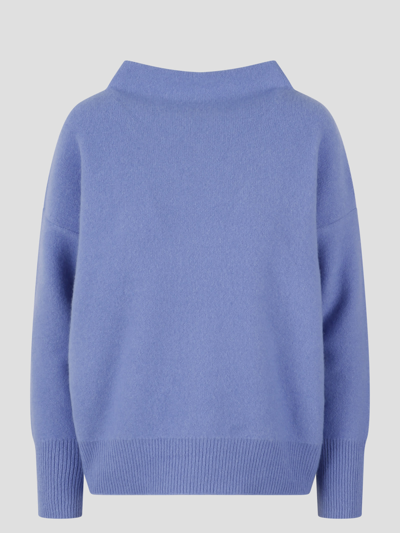 Shop Vince Plush Cashmere Funnel Neck Sweater In Blue