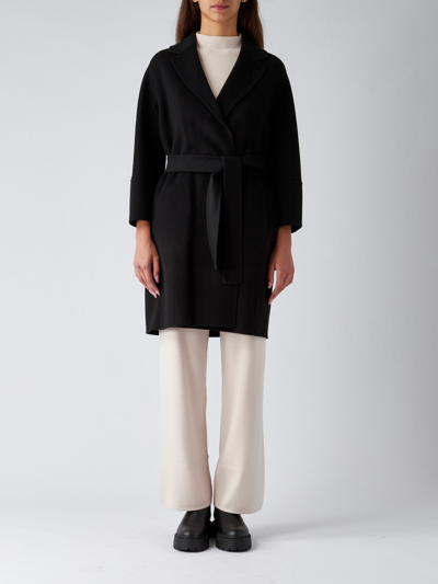 S Max Mara Short Double-faced Wool Coat In Black