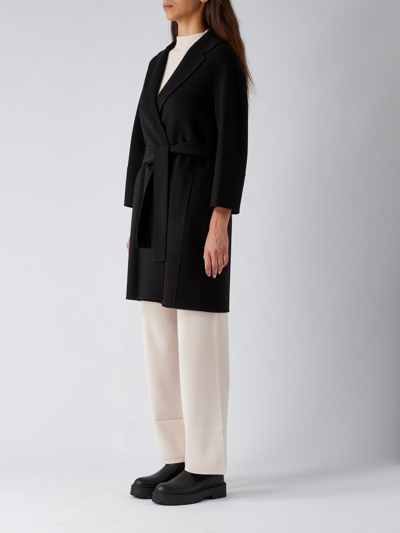 S Max Mara Short Double-faced Wool Coat In Black