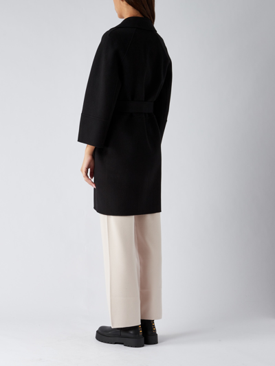 S Max Mara Short Double-faced Wool Coat In Black