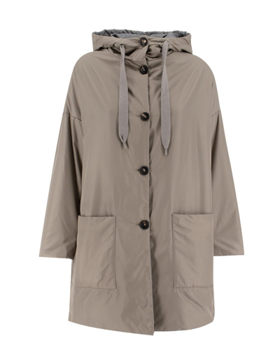Shop Le Tricot Perugia Parka In Taupe/d.grey/taupe