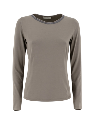 Shop Le Tricot Perugia Sweater In Taupe/aupe/d.grey
