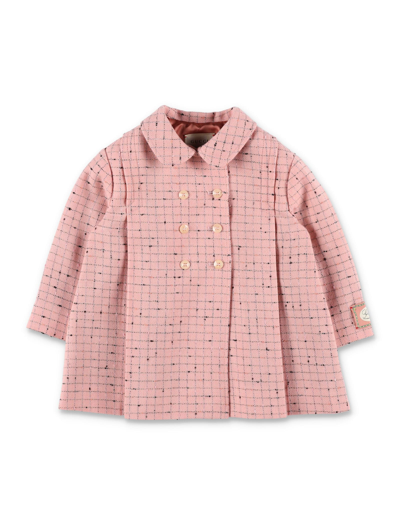 Shop Gucci Baby Check Damier Coat In Pink